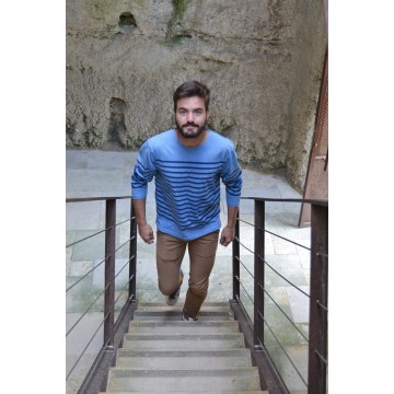 Marinière homme manches 3/4 Bleu de Lectoure 100% coton Marinière homme manches 3/4 Bleu de Lectoure 100% coton