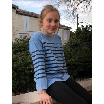 Marinière enfant manches 3/4 Bleu de Lectoure 100% coton Marinière enfant manches 3/4 Bleu de Lectoure 100% coton