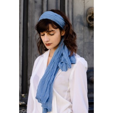 Chèche uni Bleu de Lectoure 100% coton Chèche uni Bleu de Lectoure 100% coton